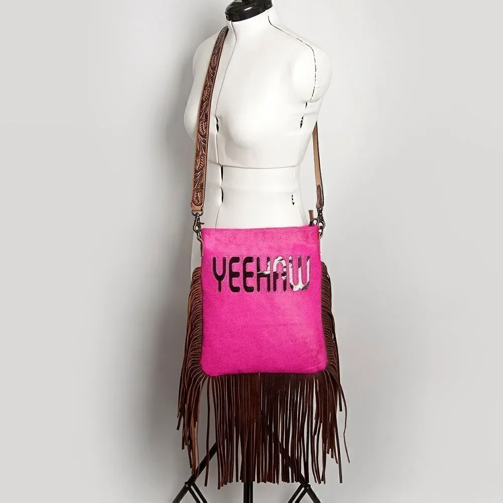 Genuine Western Leather Womens Yeehaw Messenger Bag Cady American Darling New